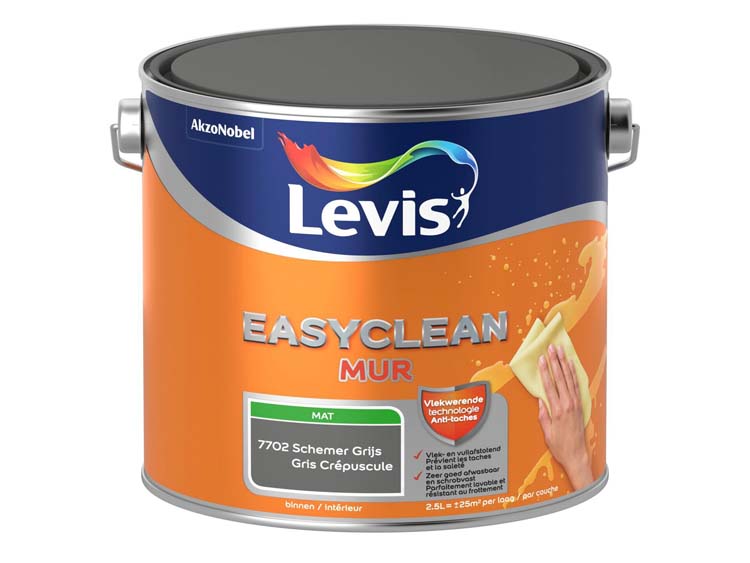 Levis Easyclean muur mat schemer grijs 2,5L