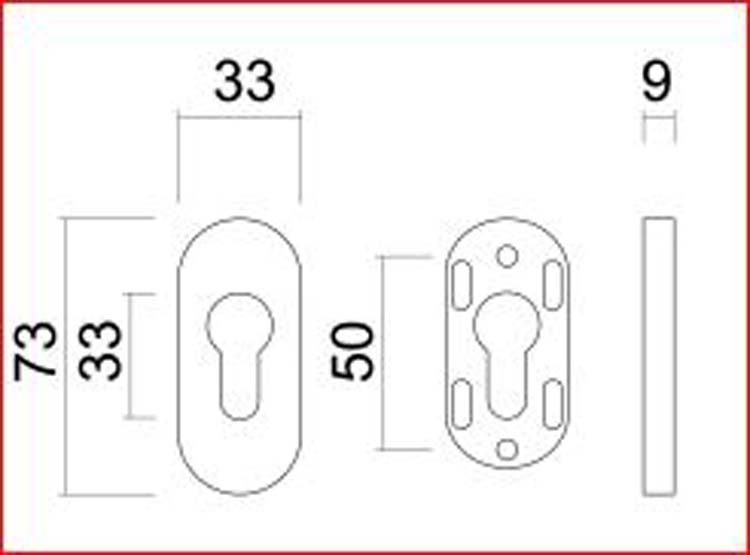 Veiligheidscilinder plaatje ovaal zwart structuur uv 9 mm