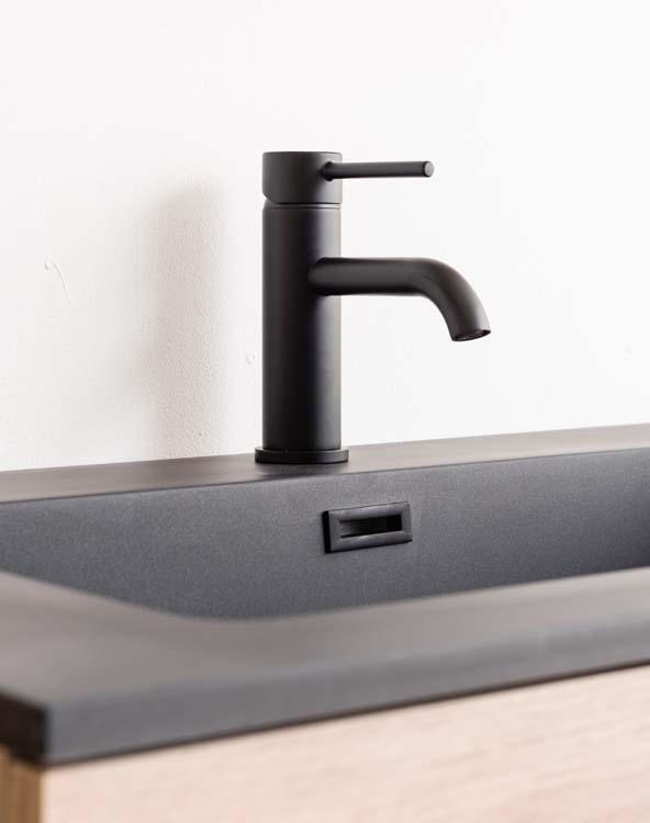 Meuble de salle de bain Chêne bison 800 mm lavabo noir