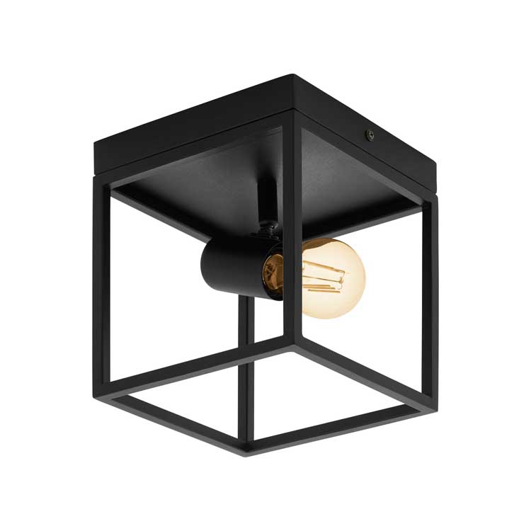 Plafondlamp E27 - 18x18cm - 40W - Zwart