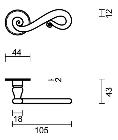 Deurklink ijzer Roma 11cm