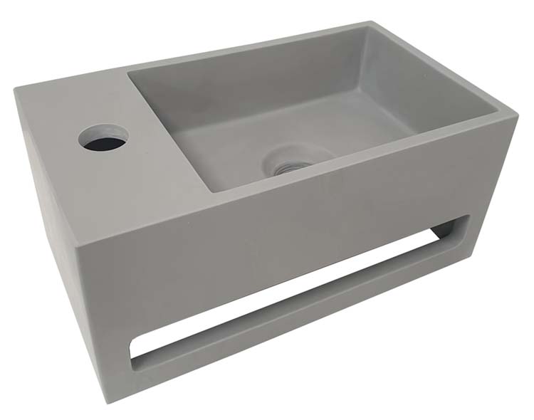 Lave-mains Kamila solid surface gauche 35 x 20 x 16 cm aspèct béton