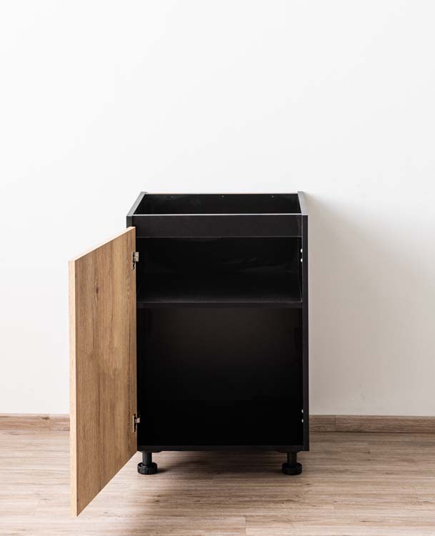 Armoire de cuisine Plenti 60cm - noir-look chêne