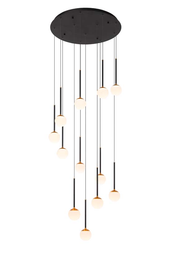 Lucide Premium CALINA - Suspension - Ø 69,9 cm - LED Dim. - 12x7,7W 2700K - Noir