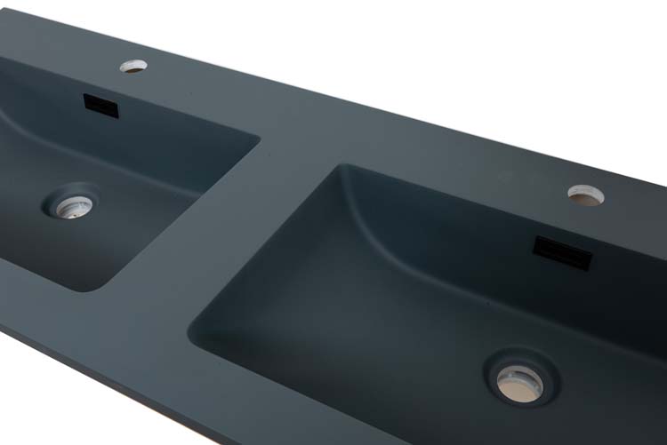 Lavabo Mick gris quartz double 1200 mm