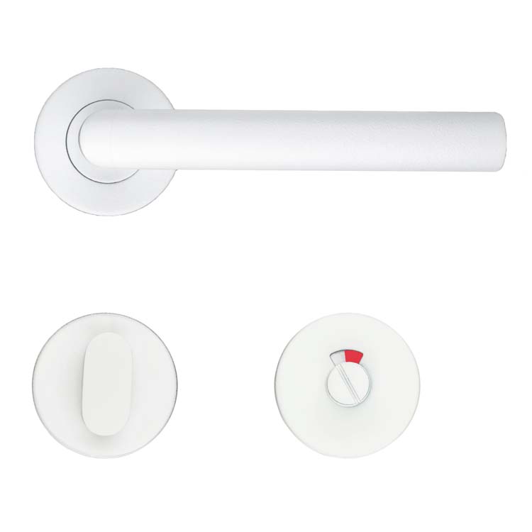 Poignée de porte belluno 19mm blanc avec serrure toilette