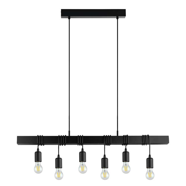 Suspension vintage pyramide noir 6xE27