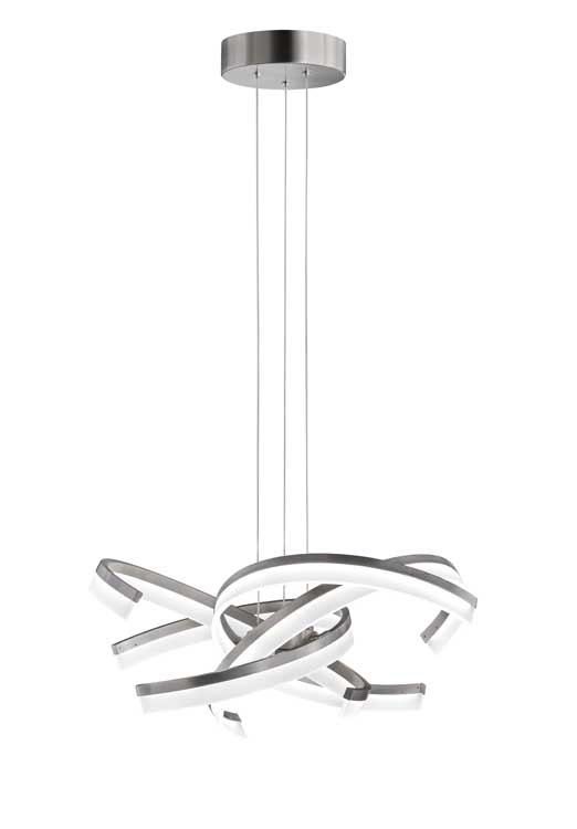 Suspension 4x LED 8W - Nickelé - Verre acryl