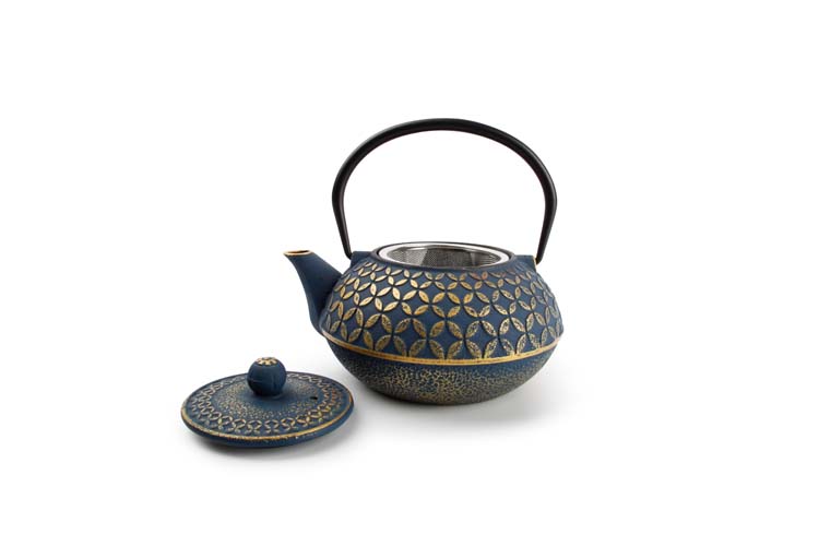 Theepot My tea blad goud/blauw 80 cl