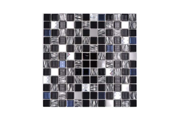 Mosaïque verre déco mix noire 30 x 30 cm