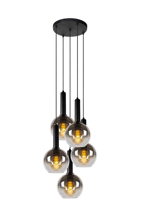 Lucide MARIUS - Suspension - Ø 55 cm - 5xE27 - Noir