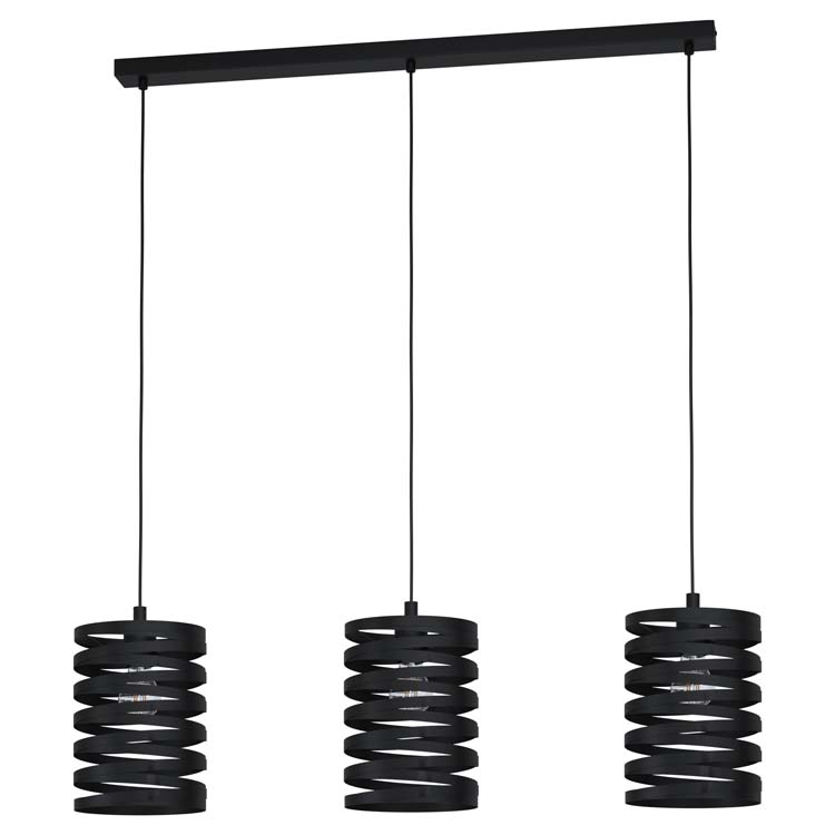 Luminaire suspendue noir acier diam18cm 3 lampes l94cm