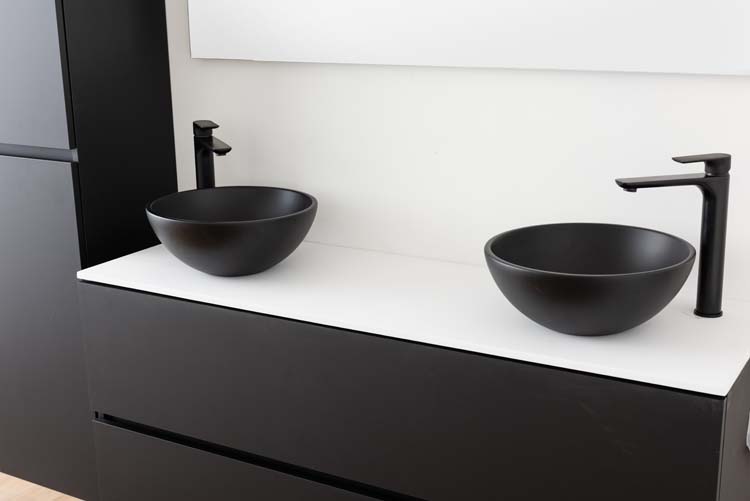Meuble salle de bain Puro noir mat 1400mm table en saillie mat