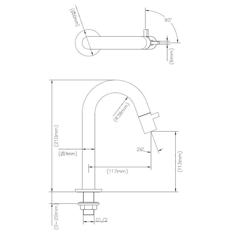 Toiletkraan Filo mat zwart