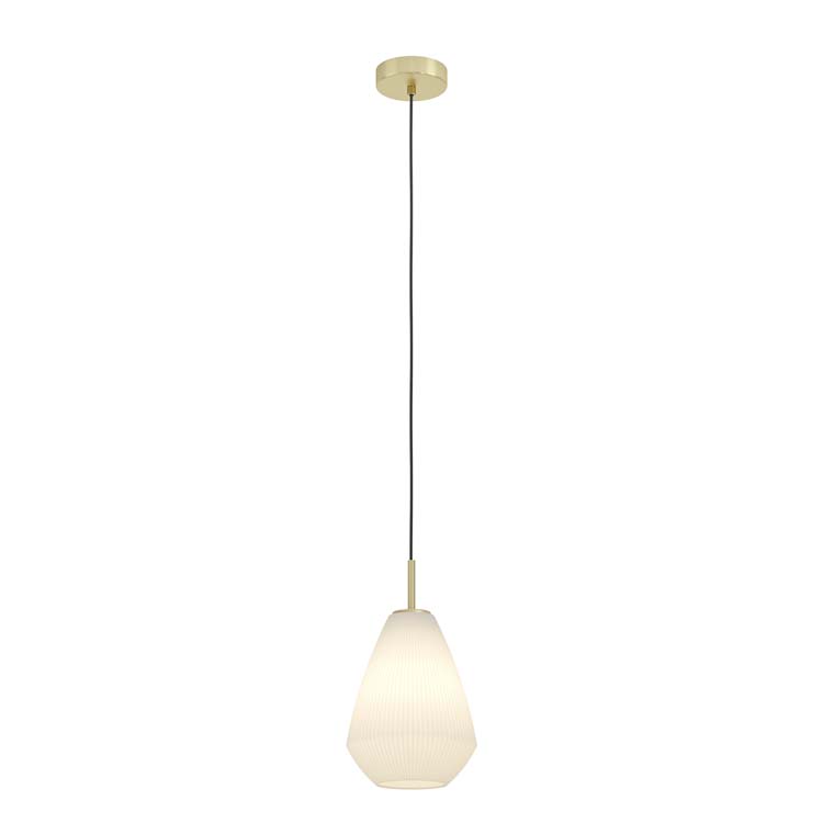 Hanglamp gouden voet satijn glas E27