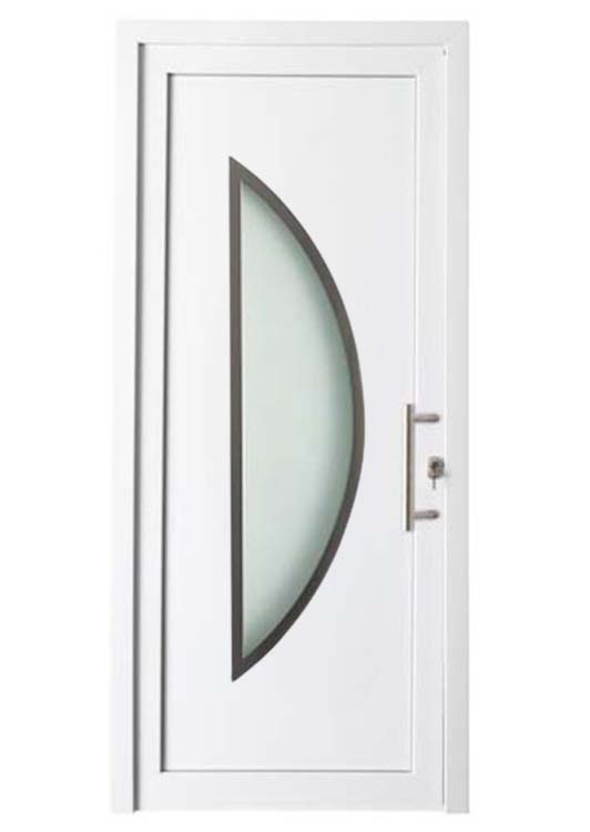 Porte extérieure pvc blanche/blanche demi-lune inox rand D SUR MESURE