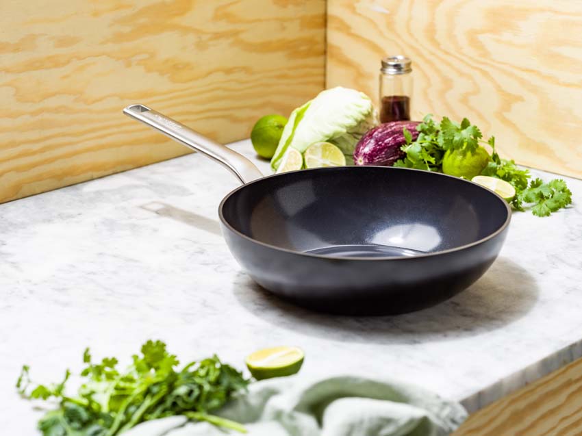 Poêle Wok Greenpan Evolution Eco avec revêtement antiadhésif en céramique et couvercle Sans PFAS Ø 28 cm