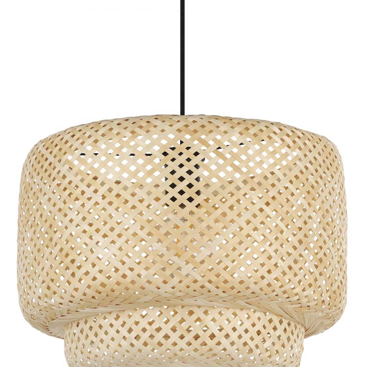 Lampe suspendue Hetto 1xE27 noir/bamboo