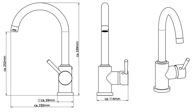 Robinet de cuisine Unai ronde chrome