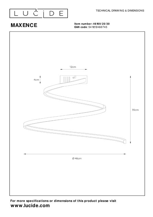 Plafonnière - Ø 46 cm - LED Dimb. - 1x24W 3000K - 3 StepDim - Zwart