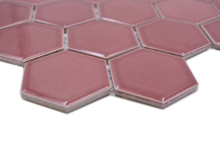 Mosaïque hexagone bordeaux gloss 32,5 x 28,1 cm