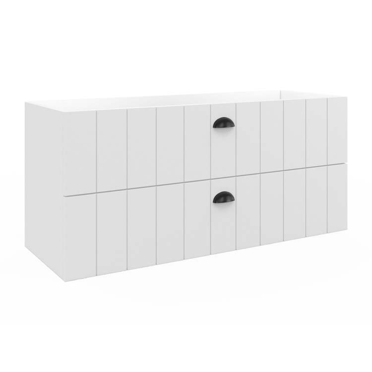 Meuble de salle de bain Amelia blanc 2 tiroirs 1200 mm lavabo blanc mat