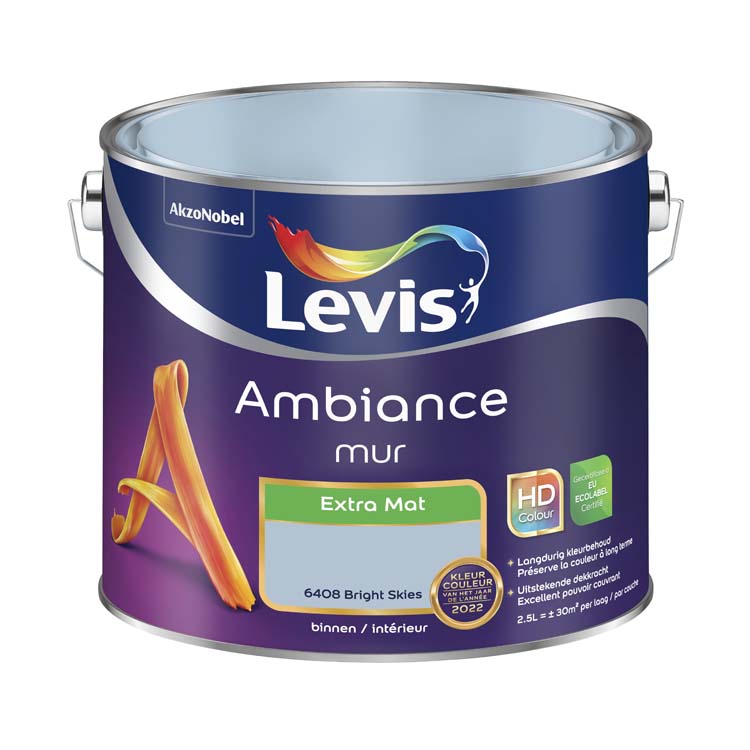 Levis ambiance testeur mur mat 2,5l Bright Skies