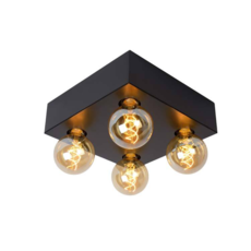 Plafonnier noir 4 lampes E27 excl lampe LED possible - Plafonniers