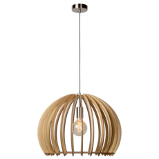 Lucide BOUNDE - Suspension - Ø 50 cm - E27 - Bois - Lampes suspendues & lustres