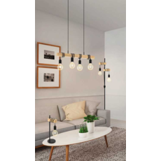 Lampe suspendue E27 - Noir chêne - 4 lampes - Lampes suspendues & lustres