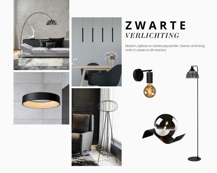 Moodboard zwarte verlichting